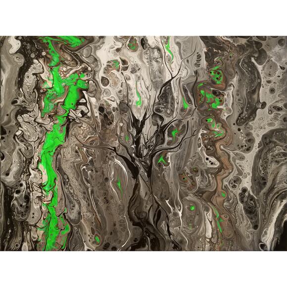 Art Print from my Original Work 11" x 14" "Afterburn, Green Flames" Acid Free - Picture 1 of 1